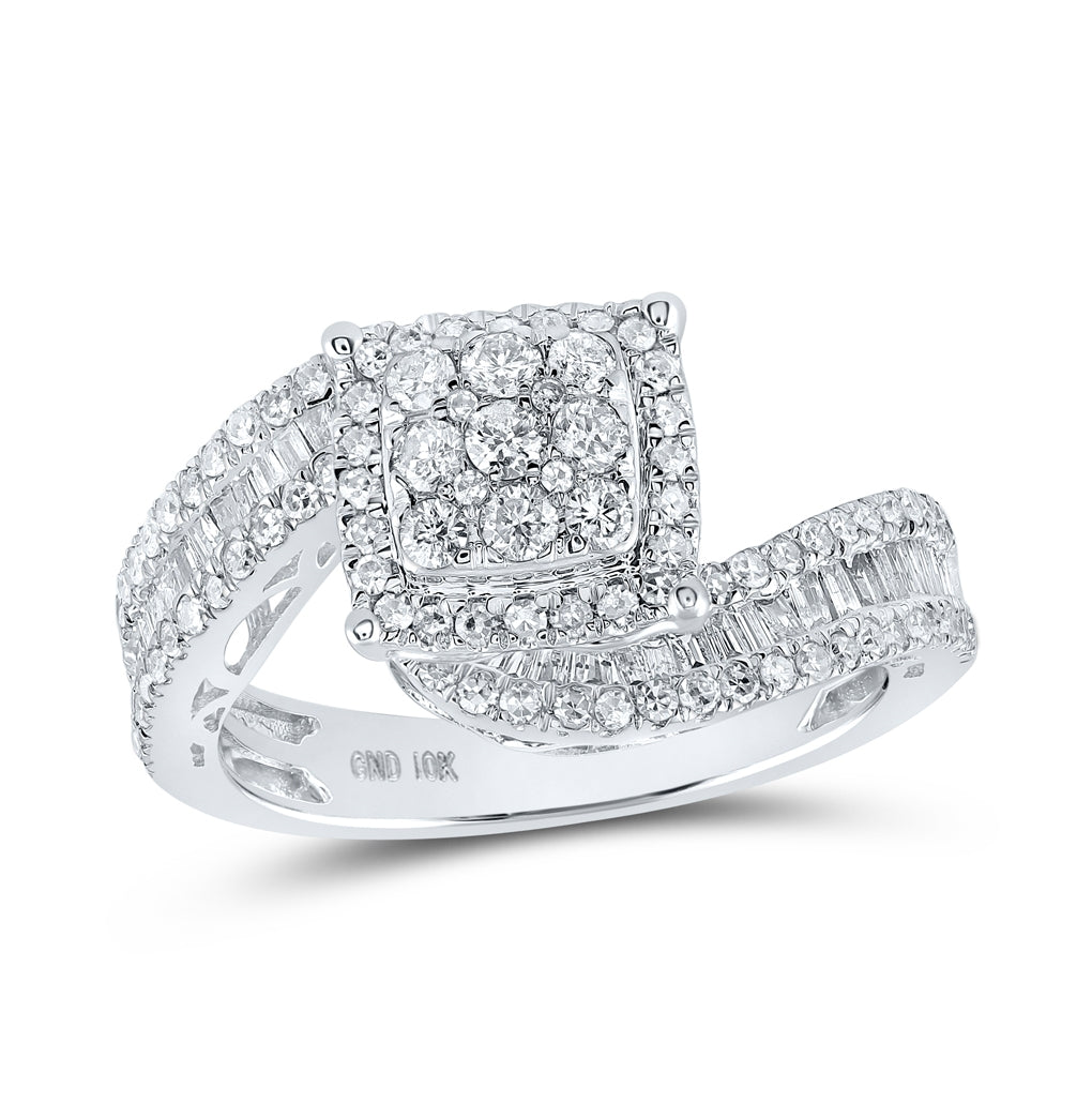 10K Yellow Or White Or Rose Gold Round Diamond Square Bridal Wedding Engagement Ring, Womens Size: 5-10