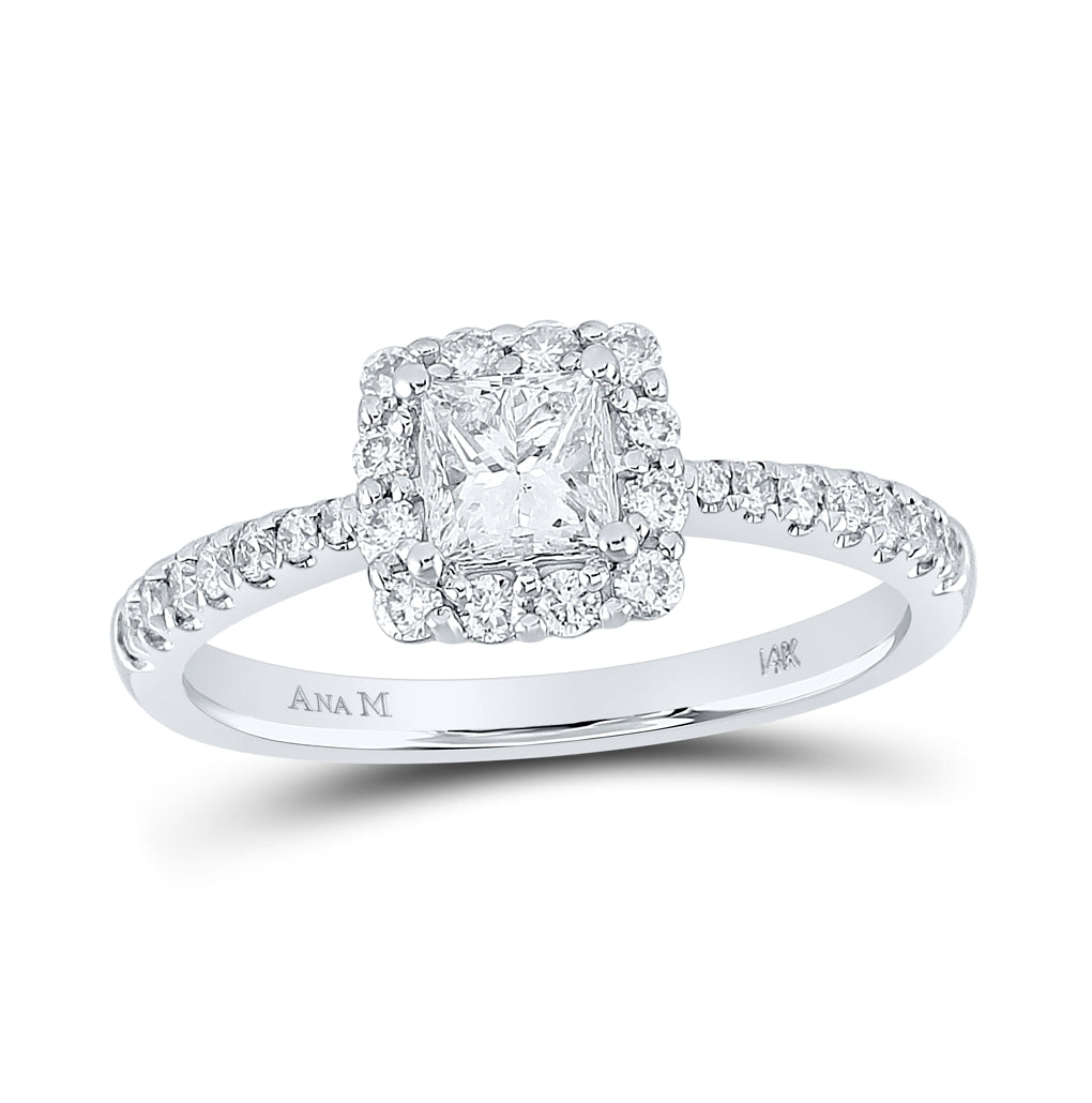 14kt White Gold 7/8ctw Diamond Ana M 1/2ct-cpr Engagement Single Halo