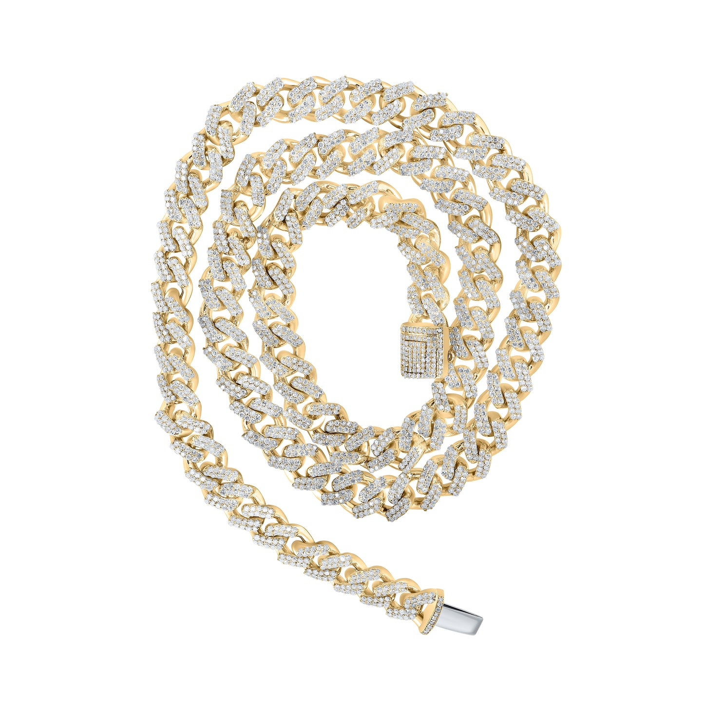 10kt Yellow Gold 7 1/2ctw Diamond Cn (8mm) Cuban Mens Chain (20 Inch)