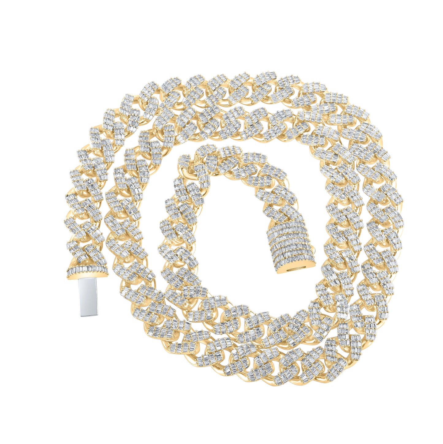 10kt Yellow Gold 10 3/4ctw Diamond Nk (10mm) Bug Cuban Mens Chain (20 Inch)