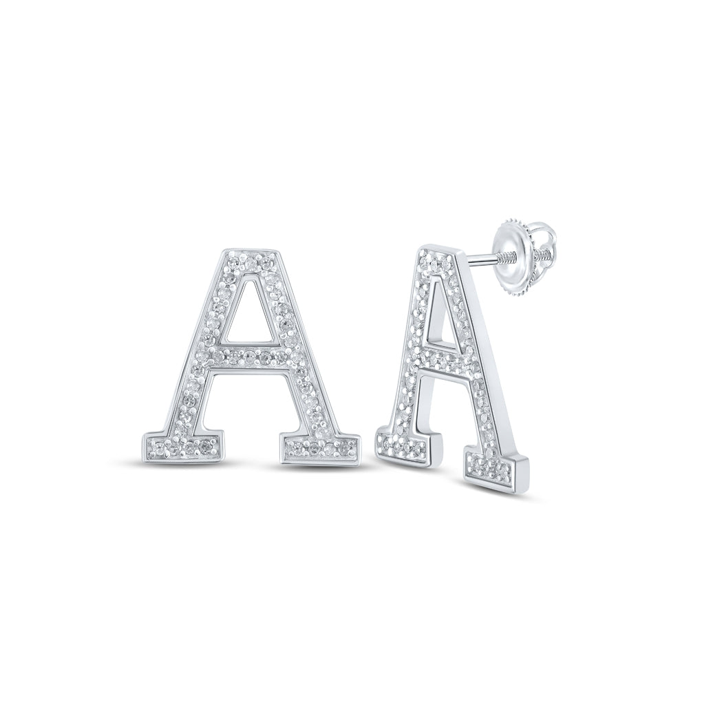 10kt White Or Rose Gold Diamond P1p2 Initial Gift Earring