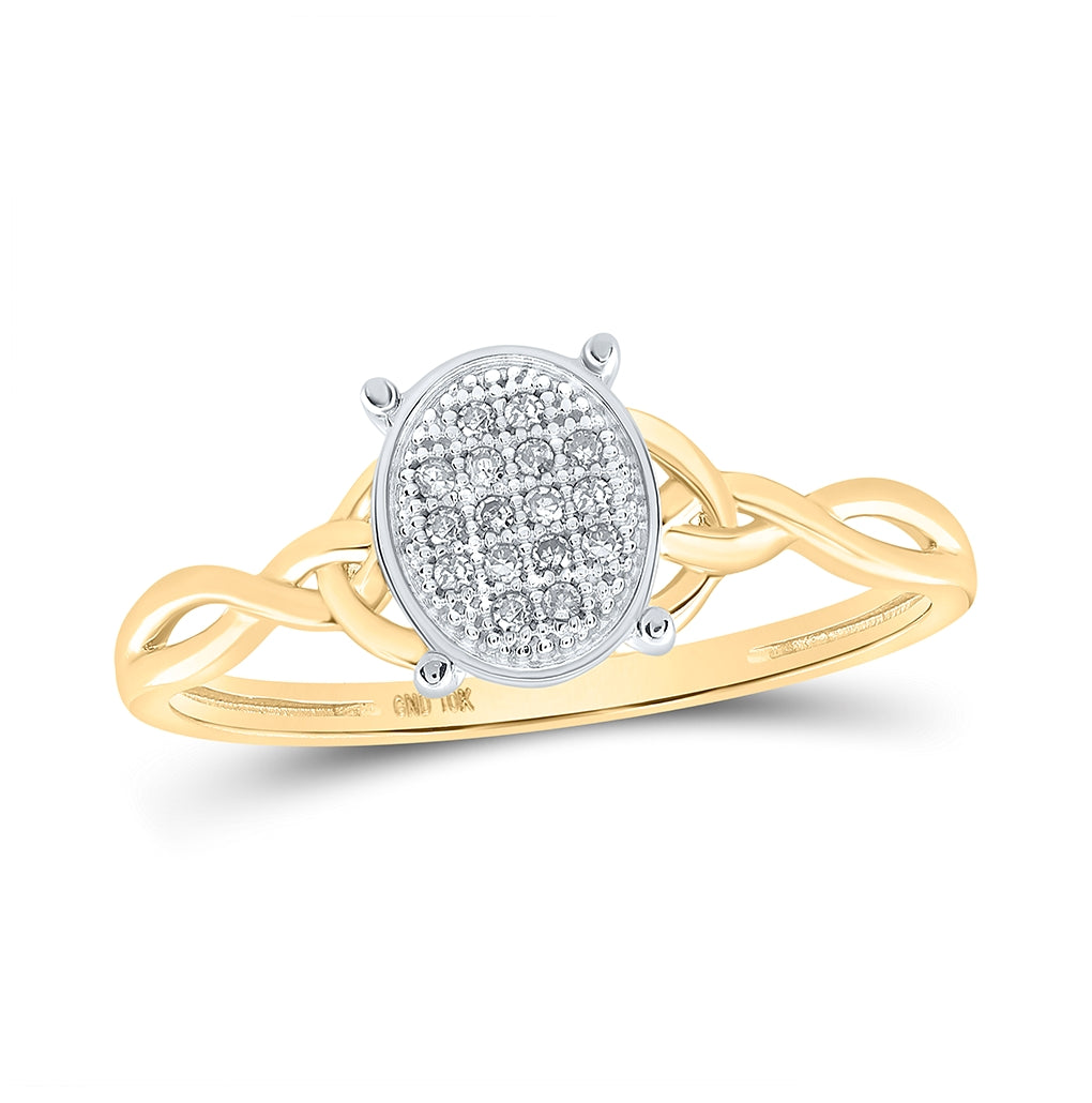 10K Yellow Gold Womens Round Diamond Oval Ring 1/20 Cttw, Womens Size: 5-10