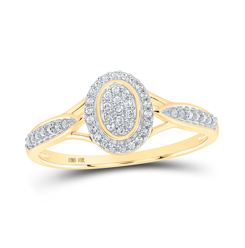 10K White Or Yellow Gold Womens Round Diamond Oval Ring , Womens Size: 5-10