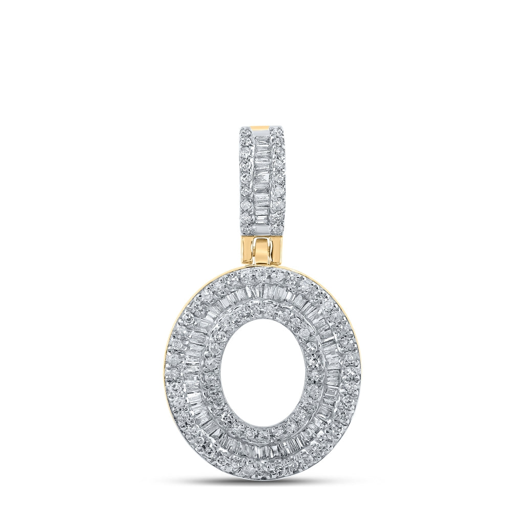 10K Yellow Gold Mens Baguette Diamond Initial Letter Pendant