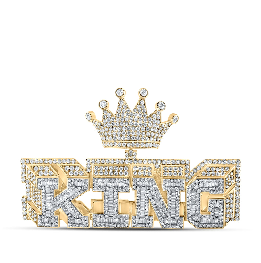 10kt Yellow Gold 8 1/4 Ctw Diamond Nk Crown King Mens Charm