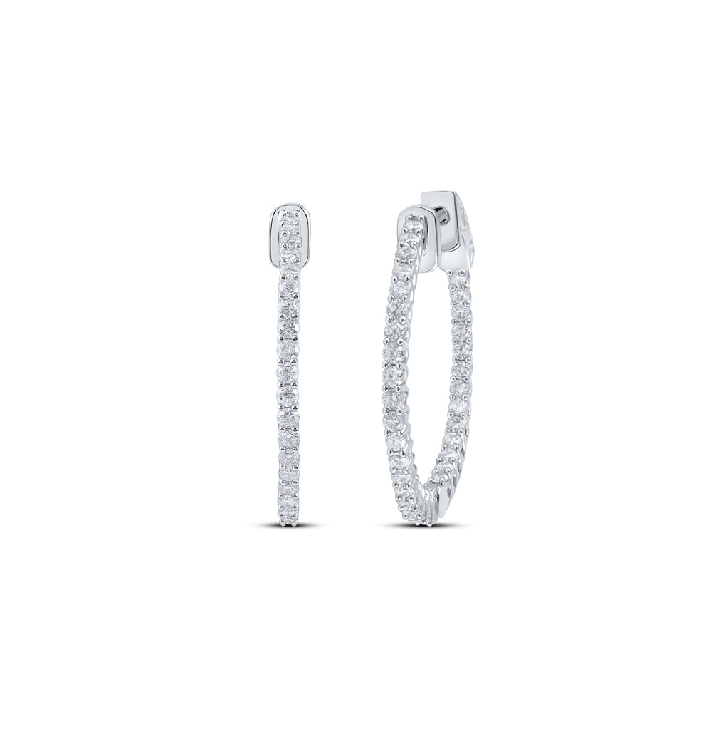 14kt White Gold 2 Ctw Diamond Cn Fashion Hoops Earring