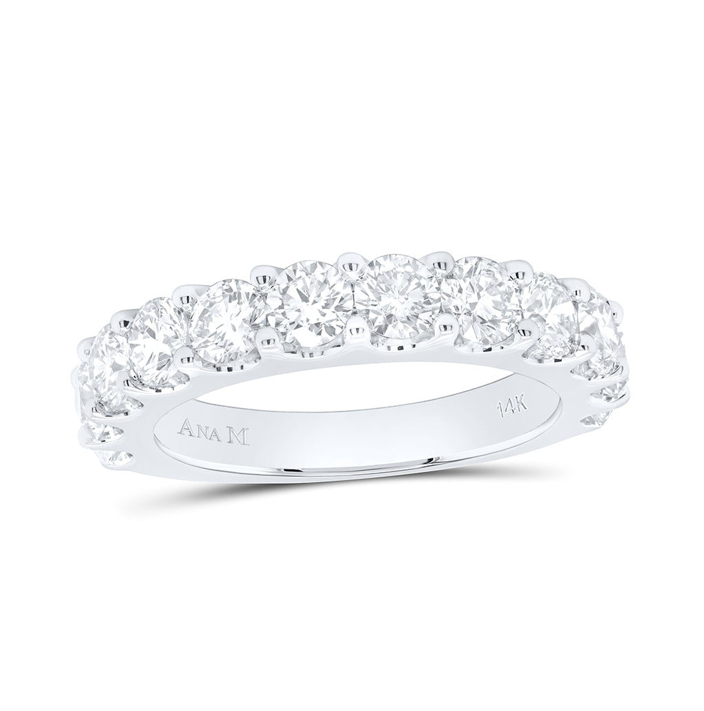 14K White Gold Womens Round Diamond Single Row Band Ring 2ctw, Womens Size: 5-10