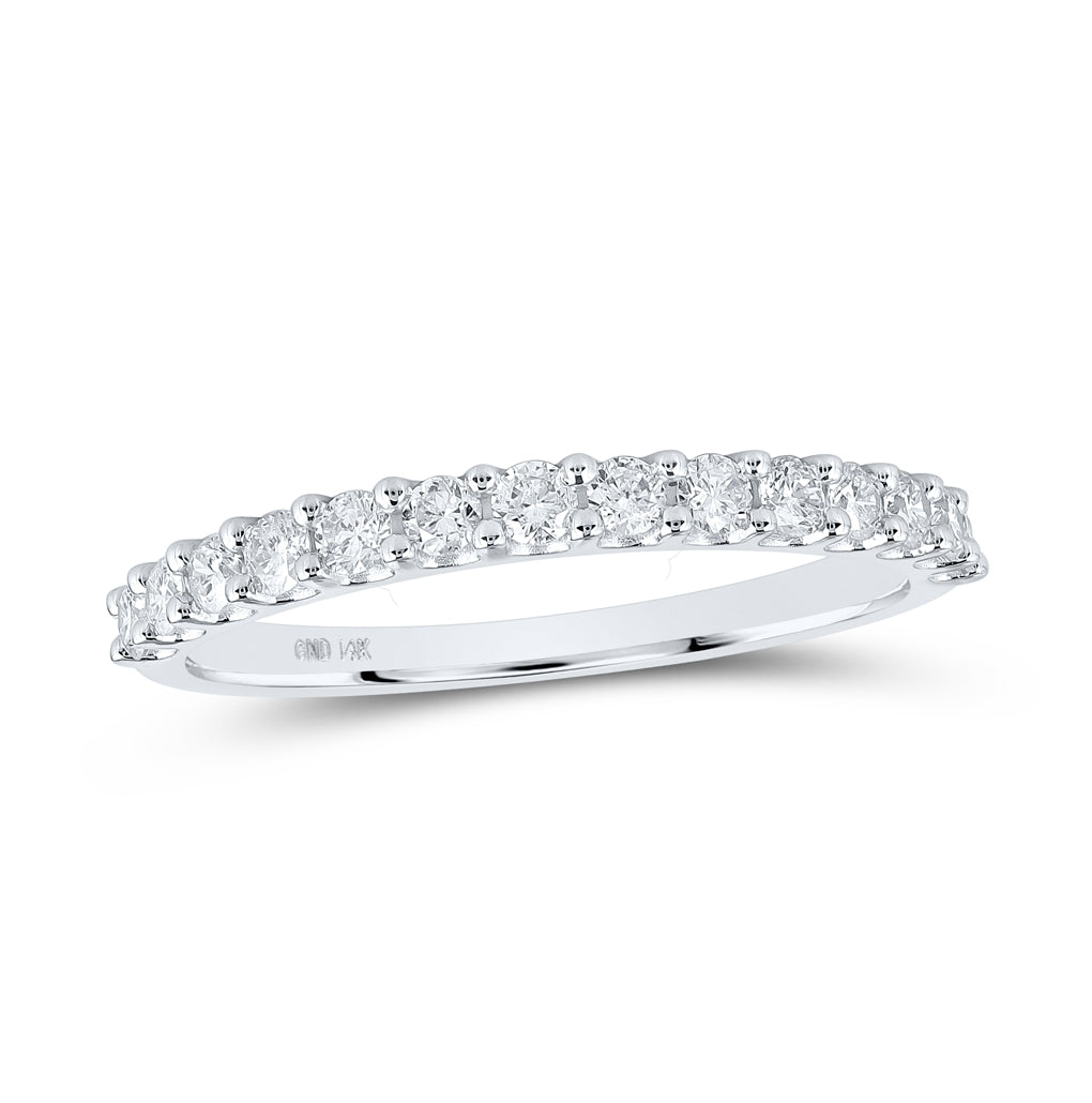 14K White Gold Womens Round Diamond Single Row Band Ring 1/2ctw, Womens Size: 5-10