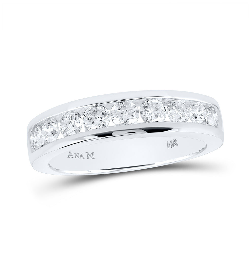 14K White Gold Womens Round Diamond Single Row Band Ring 7/8 Cttw, Womens Size: 5-10