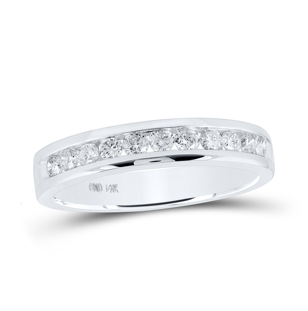 14K White Gold Womens Round Diamond Single Row Band Ring 1/2 Cttw, Womens Size: 5-10