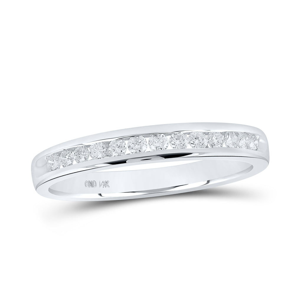 14K White Gold Womens Round Dia. Wedding Single Row Band 1/4ctw, Women's Size: 5-10