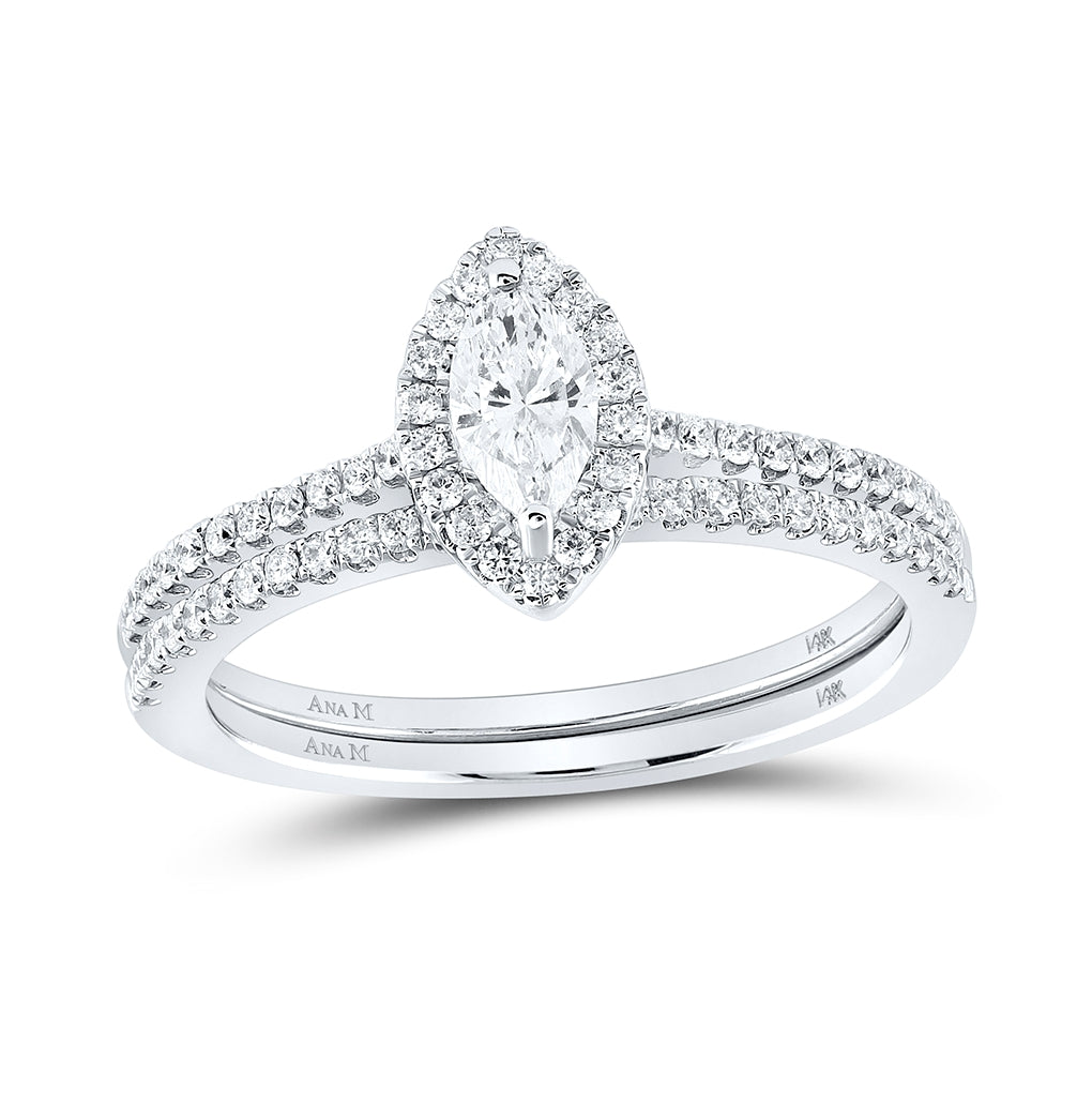 14kt White Gold 5/8ctw Diamond Ana M 1/3ct-cmq Blis Brdl Set 1 Halo Cert