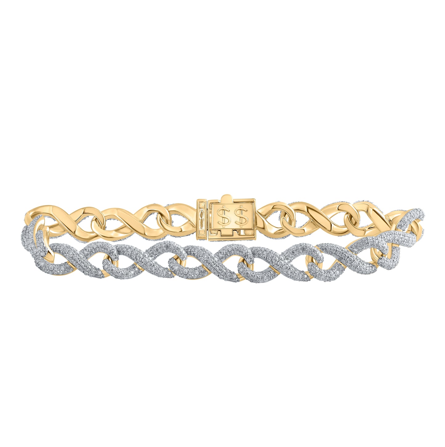 10kt Yellow Gold 7 3/4ctw Diamond Cn (10mm) Mens Infinity Bracelet (8.50 Inch)