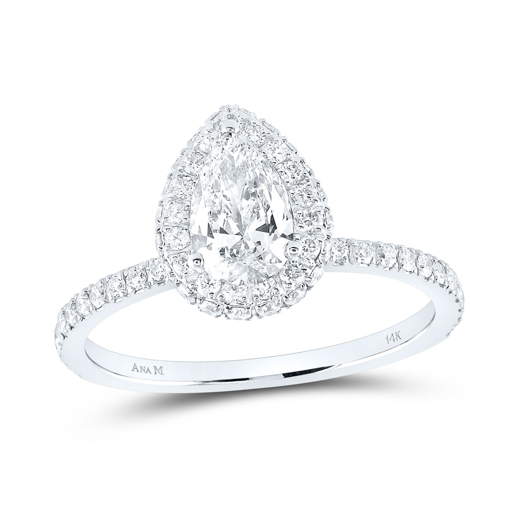 14K Yellow Or White Or Rose Gold Pear Diamond Halo Bridal Wedding Engagement Ring 1-1/4 Cttw, Womens Size: 5-10