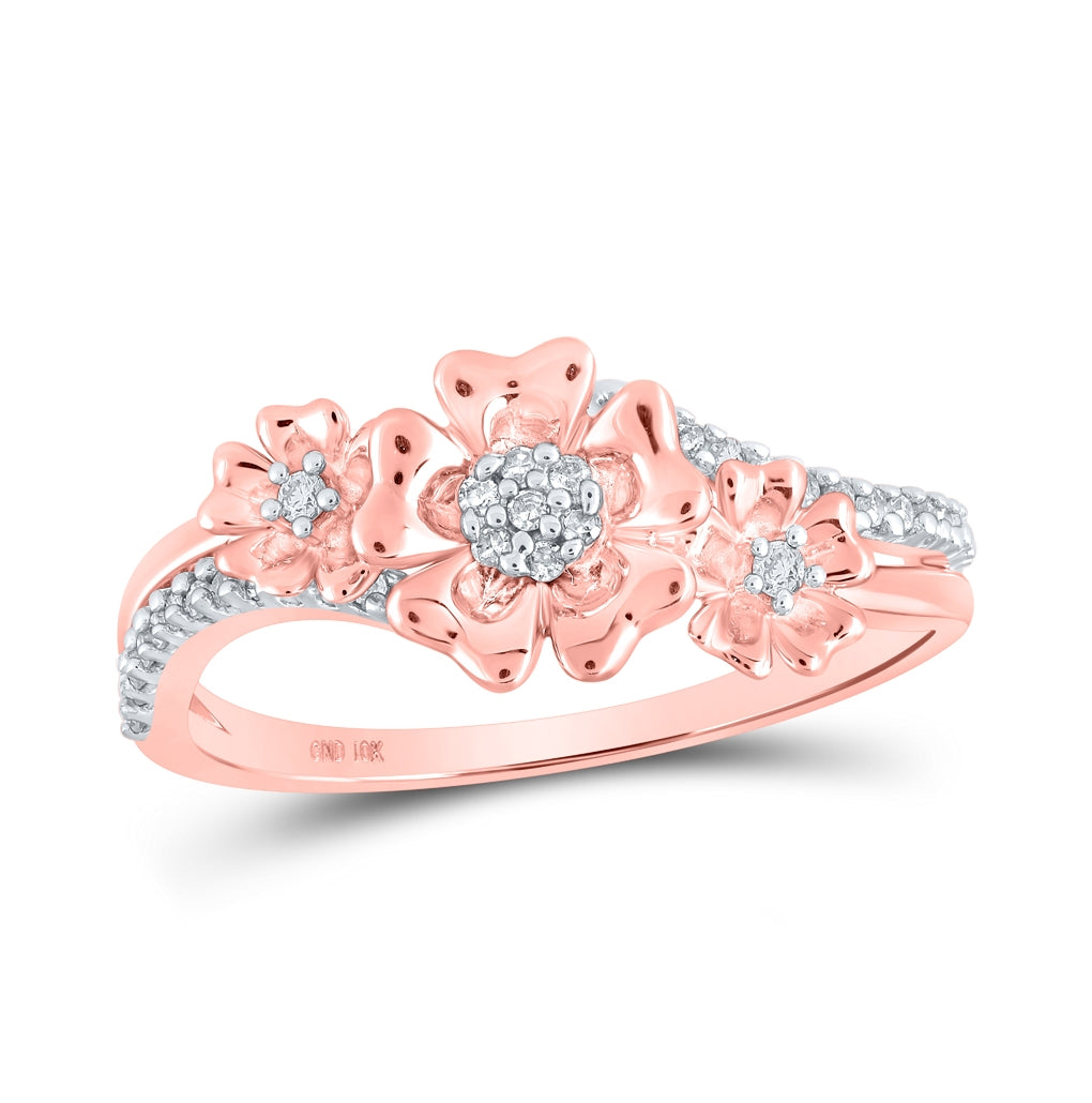 10K Yellow Or White Or Rose Gold Womens Round Diamond Flower Fashion Ring , Womens Size: 5-10