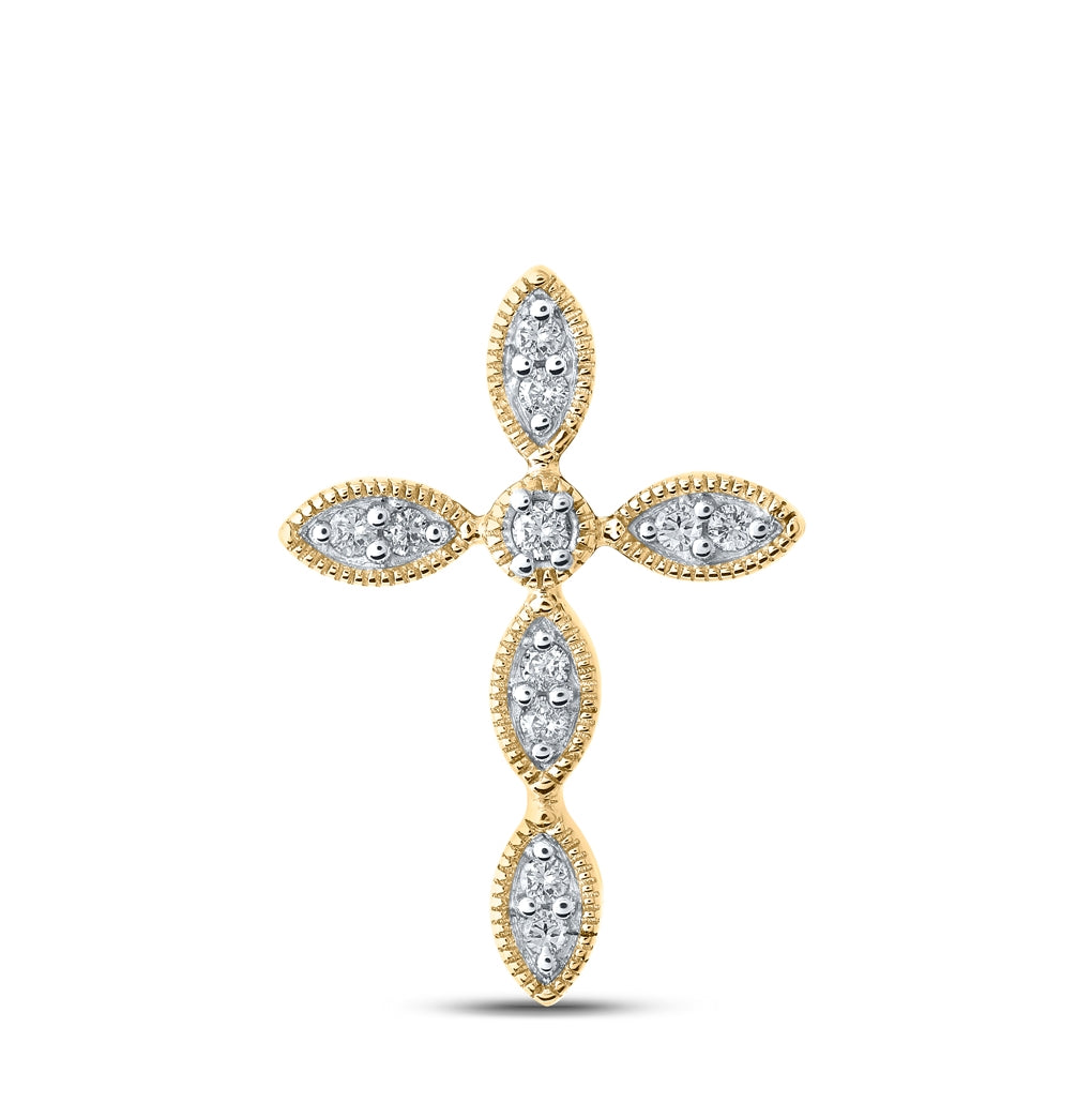 10K Yellow Or White Or Rose Gold Womens Round Diamond Cross Pendant