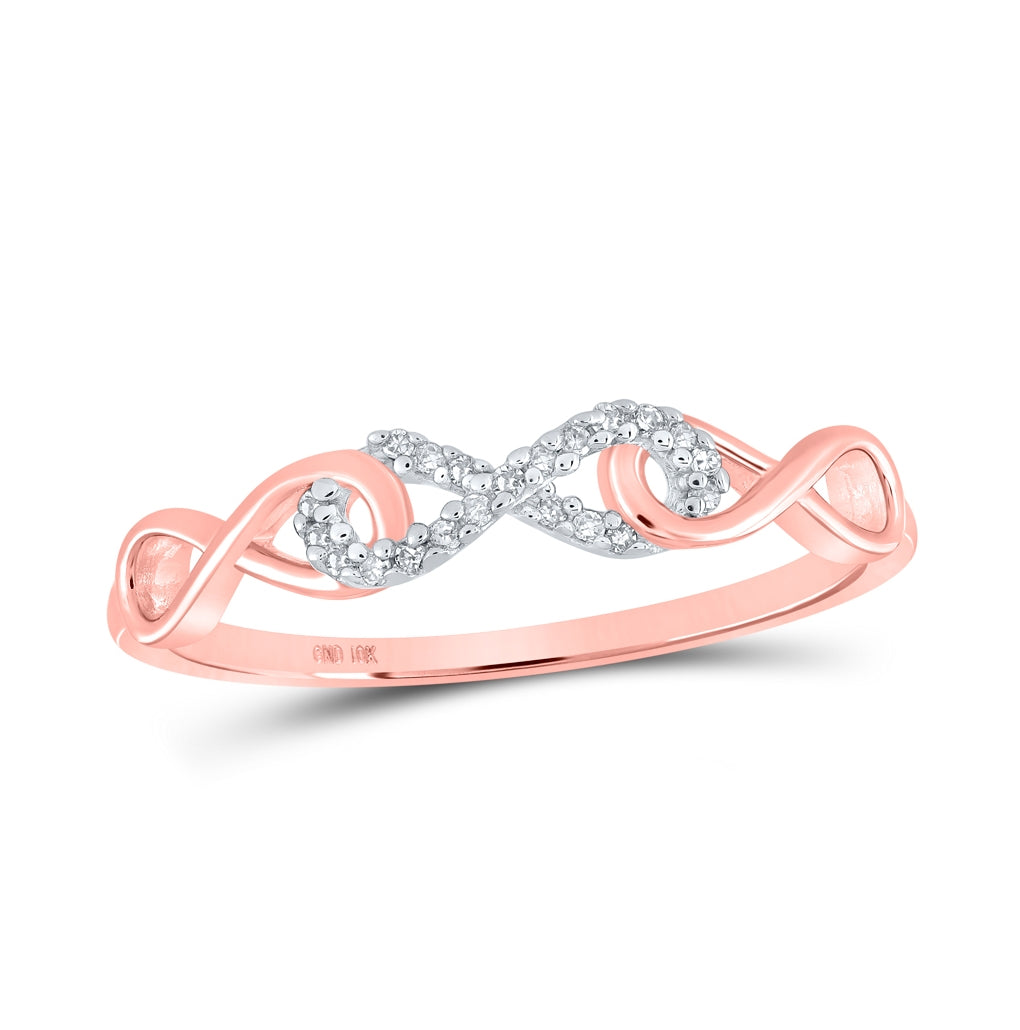 10K Yellow Or White Or Rose Gold Womens Round Diamond Infinity Ring , Womens Size: 5-10
