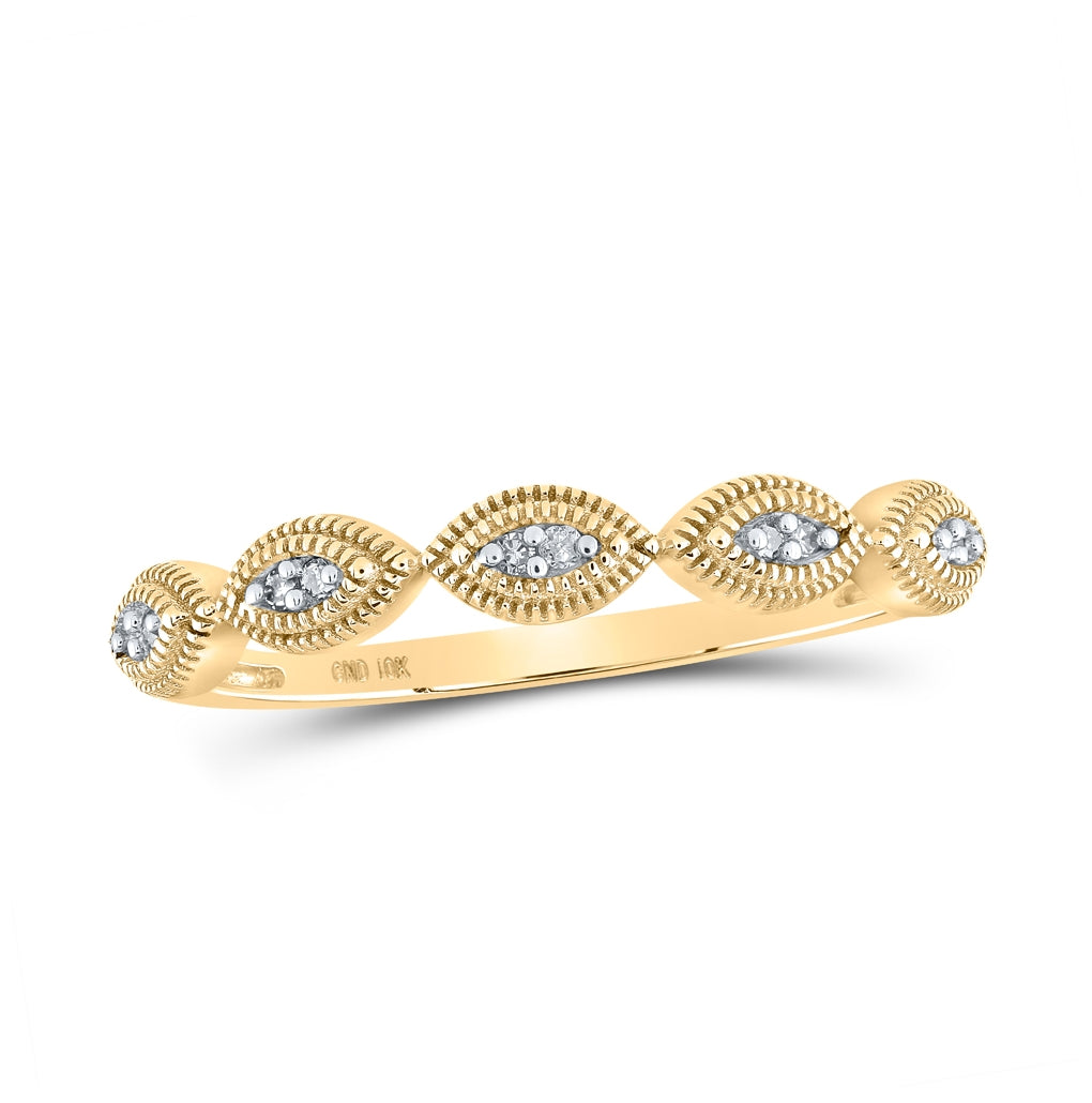 10K Yellow Gold Womens Round Diamond Band Ring 1/20 Cttw, Womens Size: 5-10