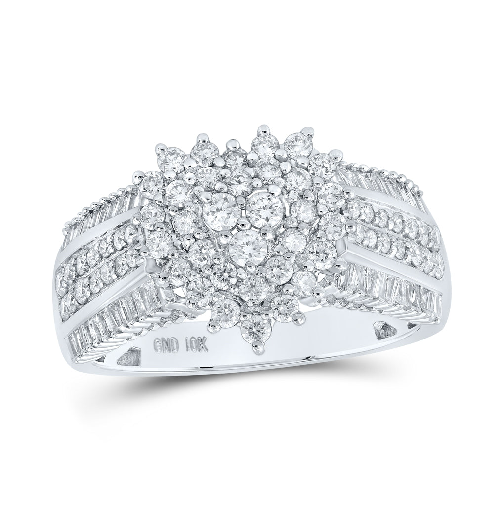 10K Yellow Or White Gold Womens Round Diamond Heart Ring 1 Cttw, Womens Size: 5-10