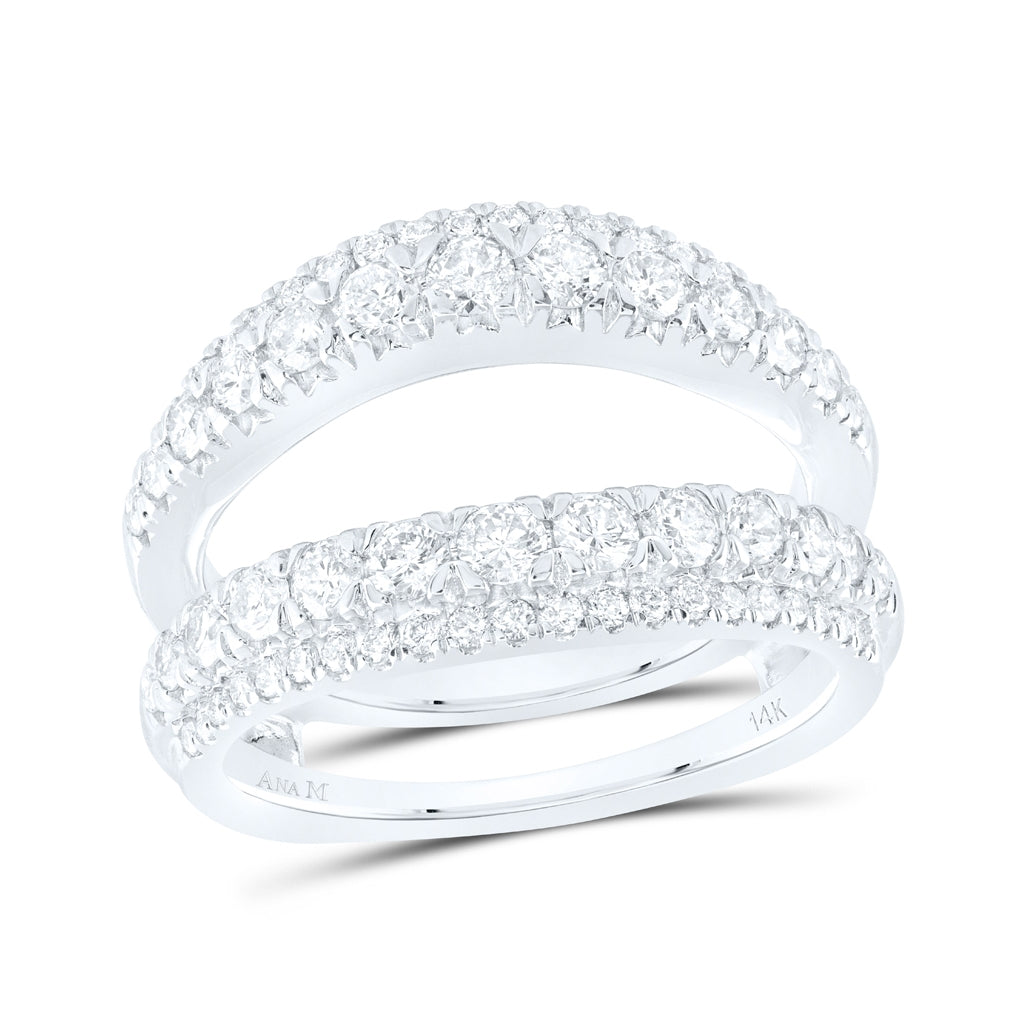 14K White Gold Womens Round Diamond Wrap Enhancer Wedding Band 1-1/4 Cttw, Womens Size: 5-10