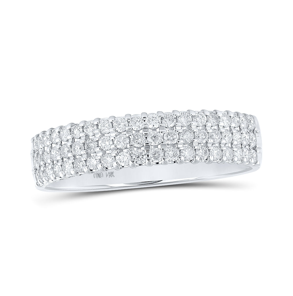 14K White Or Yellow Gold Womens Round Diamond Pave Band Ring , Womens Size: 5-10