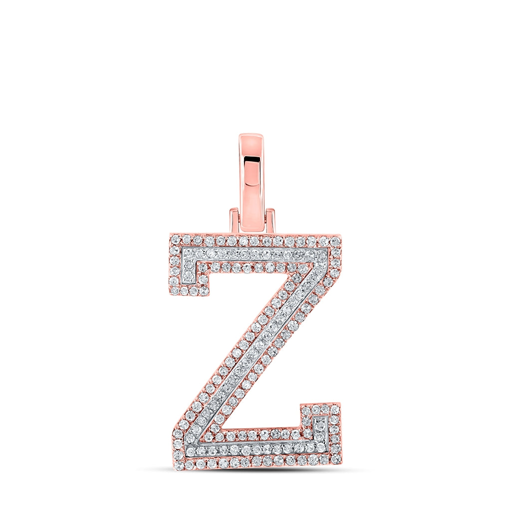 10K Two-tone Gold Womens Round Diamond Z Initial Letter Pendant 3/8 Cttw, Length: 1.13 In, Width: 0.61 In