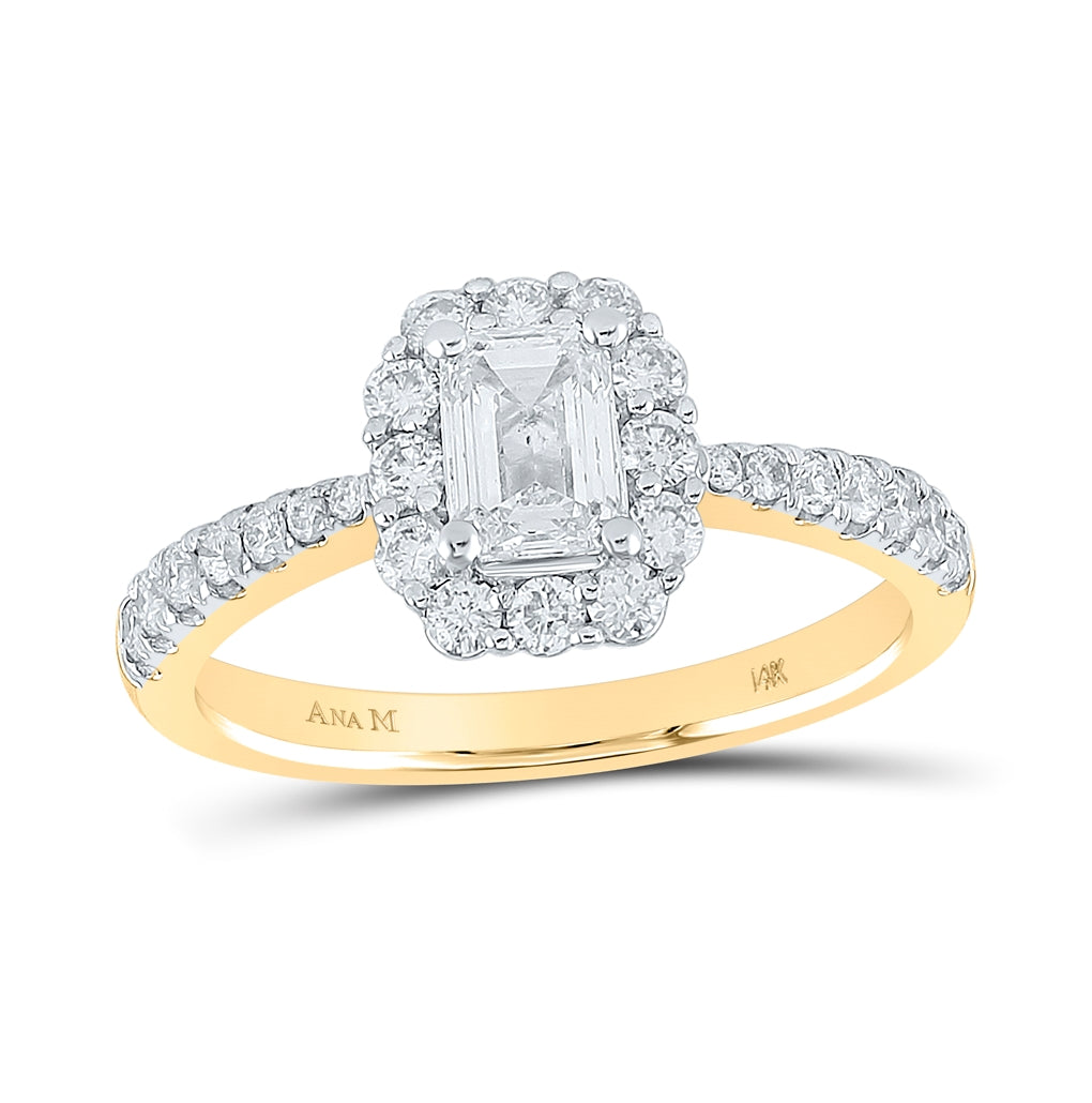 14K Yellow Gold Emerald Diamond Halo Bridal Wedding Engagement Ring 1-1/4 Cttw, Womens Size: 5-10