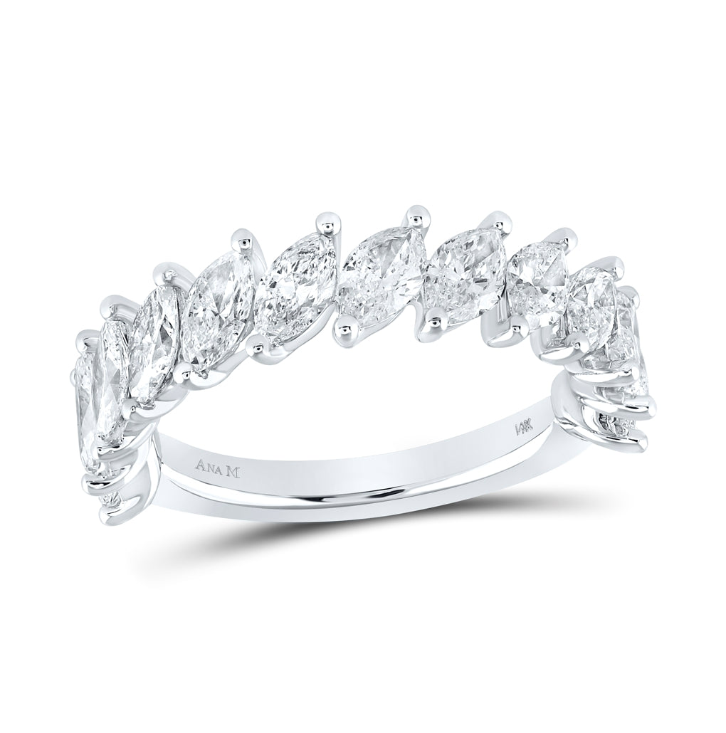 14K White Gold Womens Marquise Diamond Band Ring 2-1/2 Cttw, Womens Size: 5-10