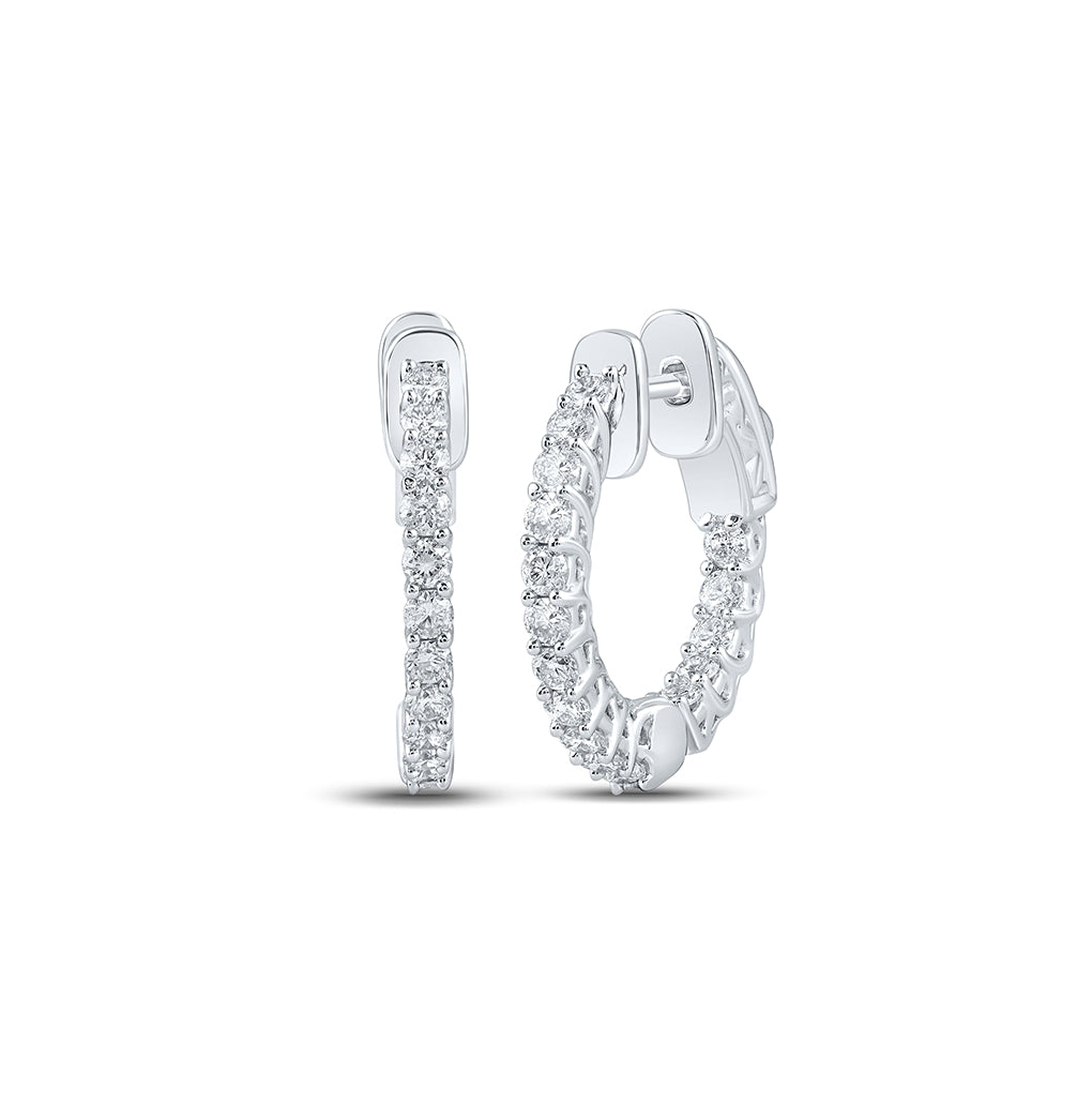 10kt White Gold 1 Ctw Diamond Nk Hoops Earring