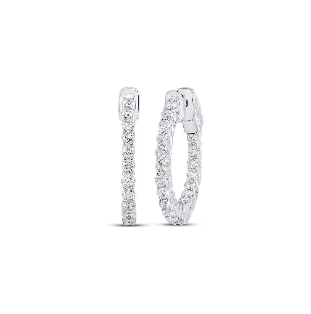 10kt White Gold 2 Ctw Diamond Cn Fashion Hoops Earring