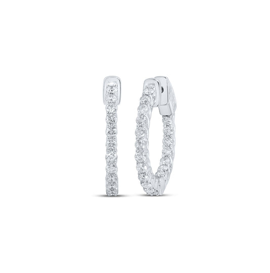 10kt White Gold 2 Ctw Diamond Cn Fashion Hoops Earring