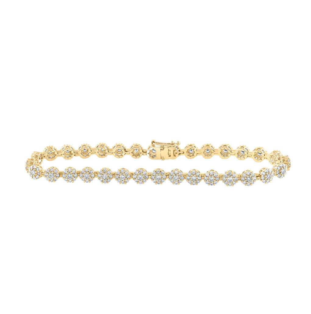10K Yellow Or White Or Rose Gold Womens Round Diamond Fashion Bracelet