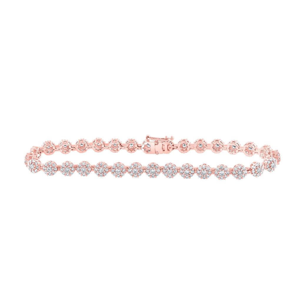 10K Yellow Or White Or Rose Gold Womens Round Diamond Fashion Bracelet