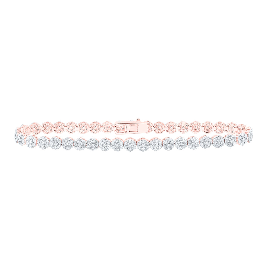 10K Rose Gold Womens Round Diamond Fashion Bracelet 3-1/5 Cttw