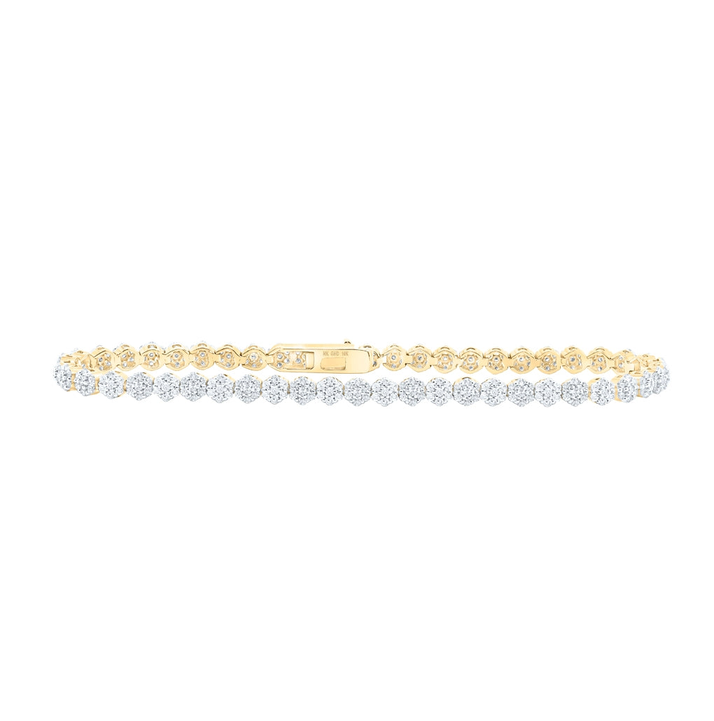 10K Yellow Or White Or Rose Gold Womens Round Diamond Fashion Bracelet
