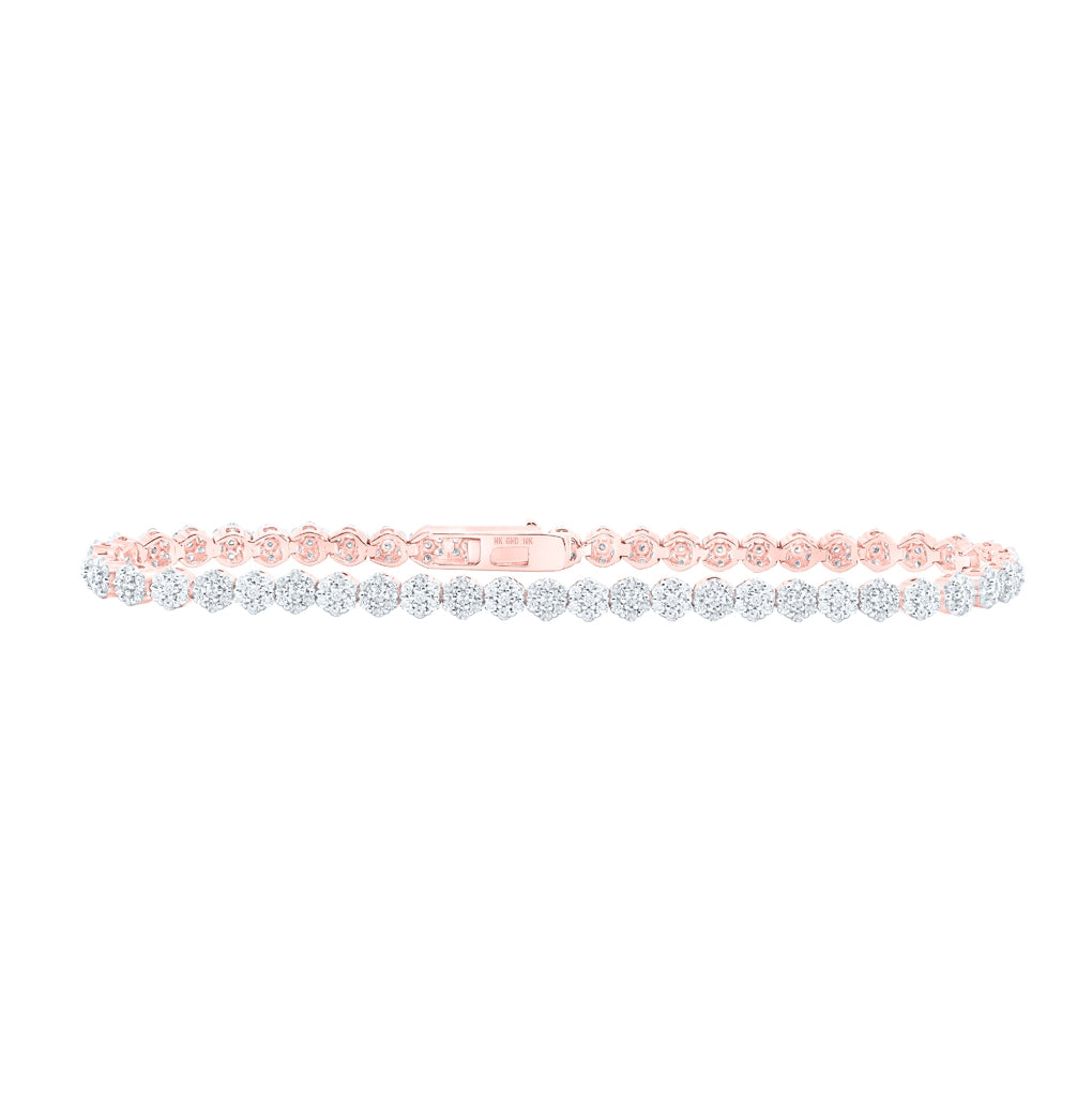 10K Yellow Or White Or Rose Gold Womens Round Diamond Fashion Bracelet