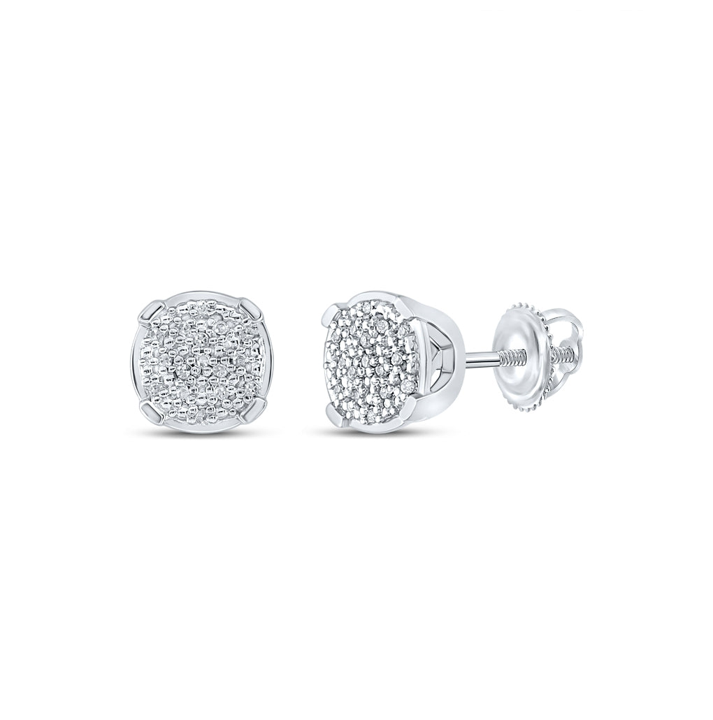 Sterling Silver Women's Round Diamond Cluster Earrings 1/10ctw