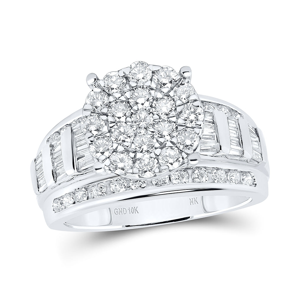 10K Yellow Or White Or Rose Gold Round Dia. Cluster Bridal Wedding Engagement Ring, Womens Size: 5-10