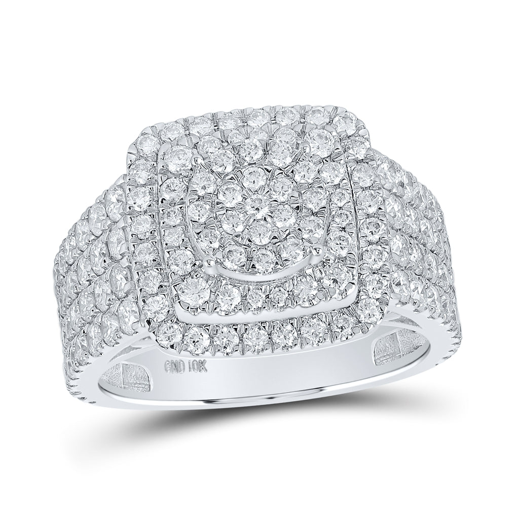 10K White Or Yellow Gold Womens Round Diamond Square Ring, Womens Size: 5-10