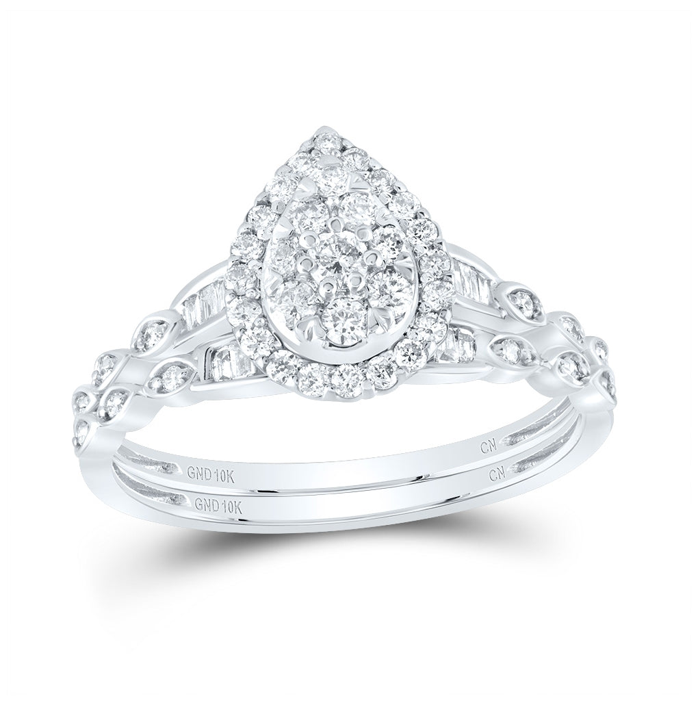 10kt White Gold 1/2ctw Diamond Cn Bridal Set
