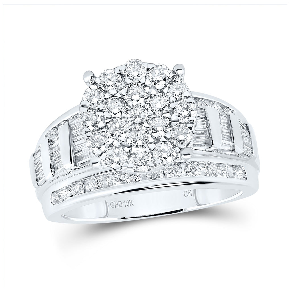 10K White Or Yellow Gold Round Diamond Cluster Bridal Wedding Engagement Ring, Womens Size: 5-10