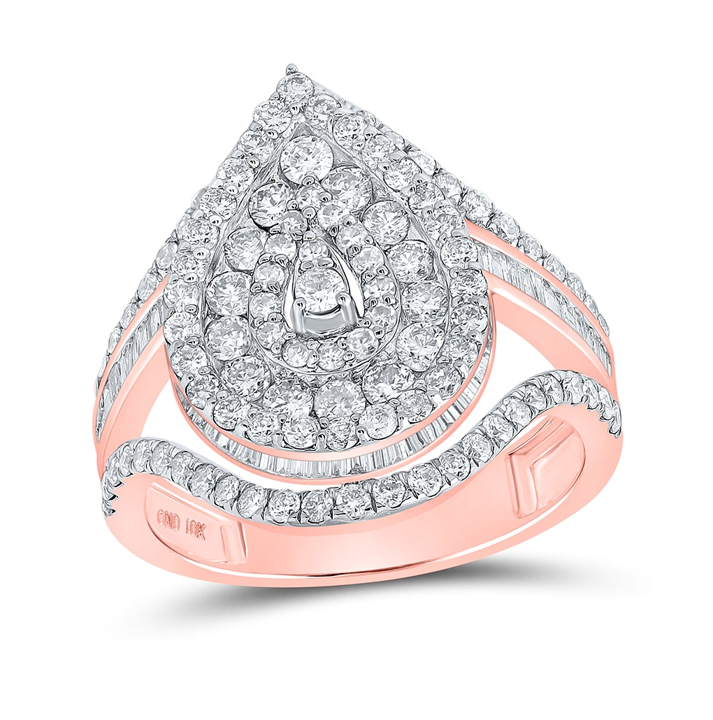 10K Yellow Or Rose Gold Womens Round Diamond Teardrop Ring, Womens Size: 5-10