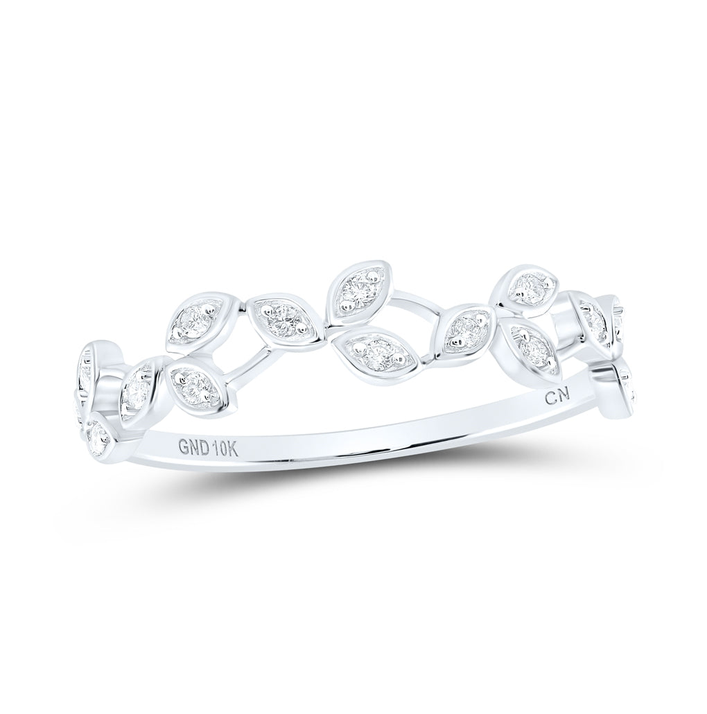 10kt White Gold 1/10ctw Diamond Cn Stackable Ring