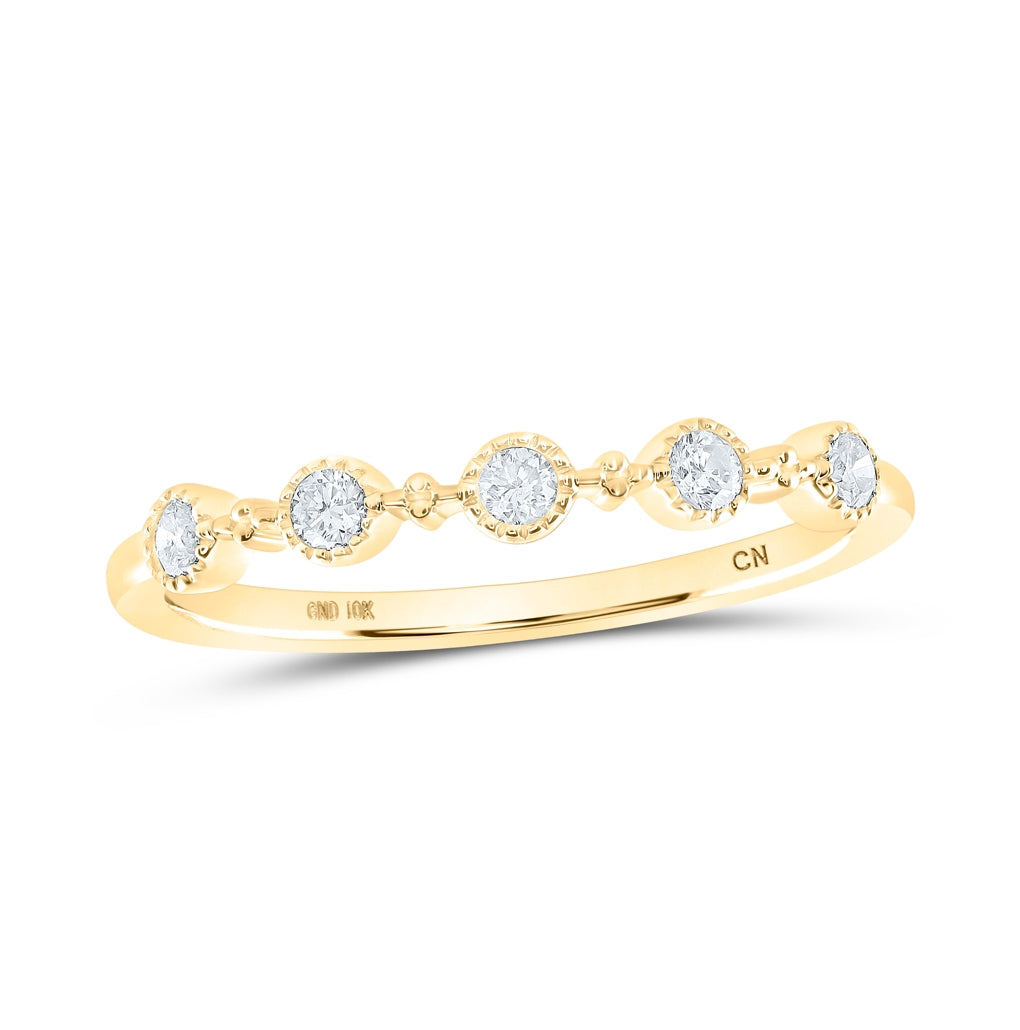 10K Yellow Or White Or Rose Gold Womens Round Diamond Dot Stackable Band Ring , Womens Size: 5-10
