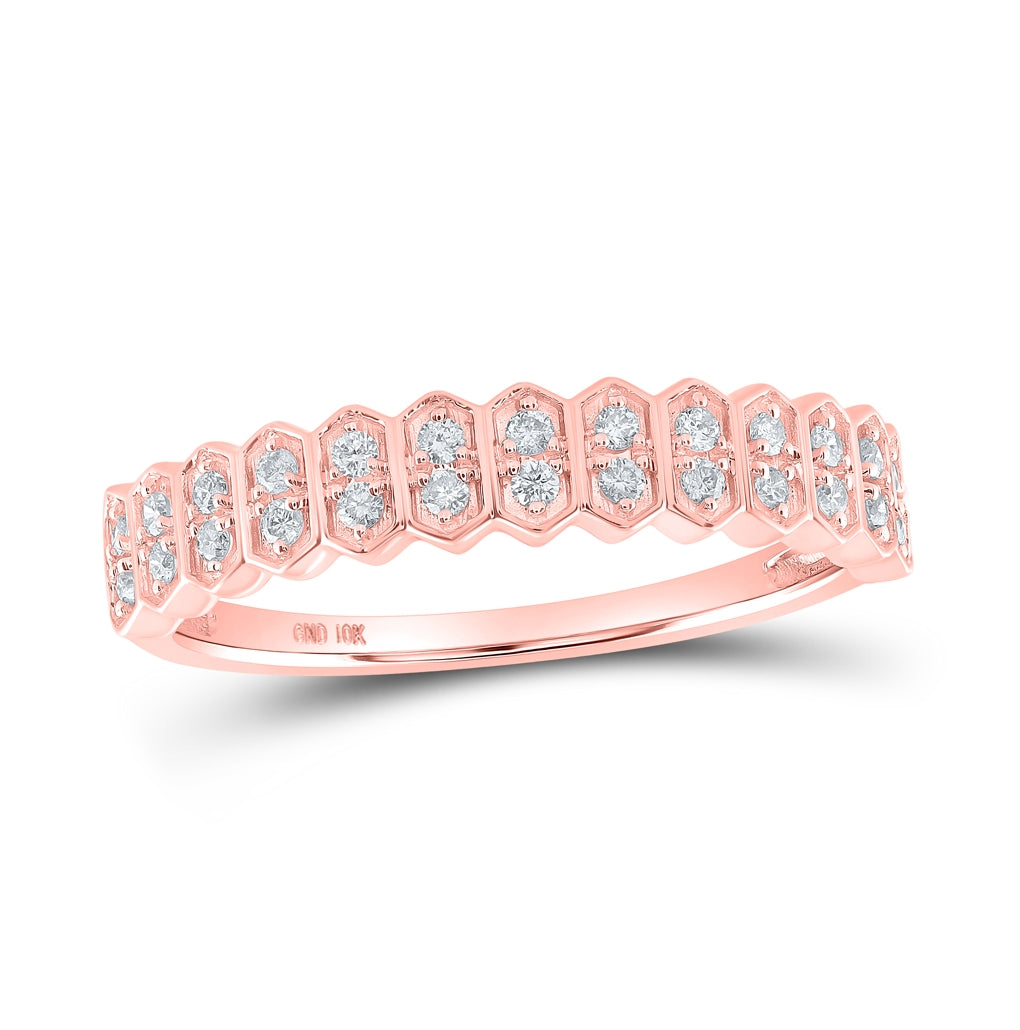10K Rose Gold Womens Round Dia. Stackable Band Ring 1/6ctw, Women's Size: 5-10