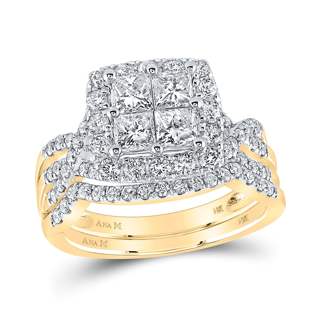 14kt Yellow Gold 1 7/8 Ctw Diamond Ana M Tessera Invisible Bridal Set