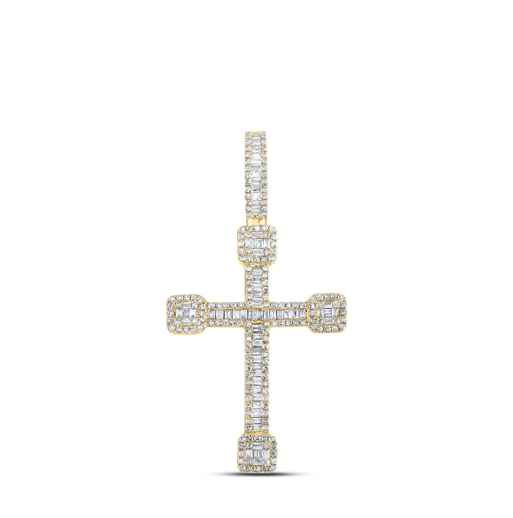 10kt Yellow Gold 7/8ctw Diamond Nk Mens Urn Cross Charm