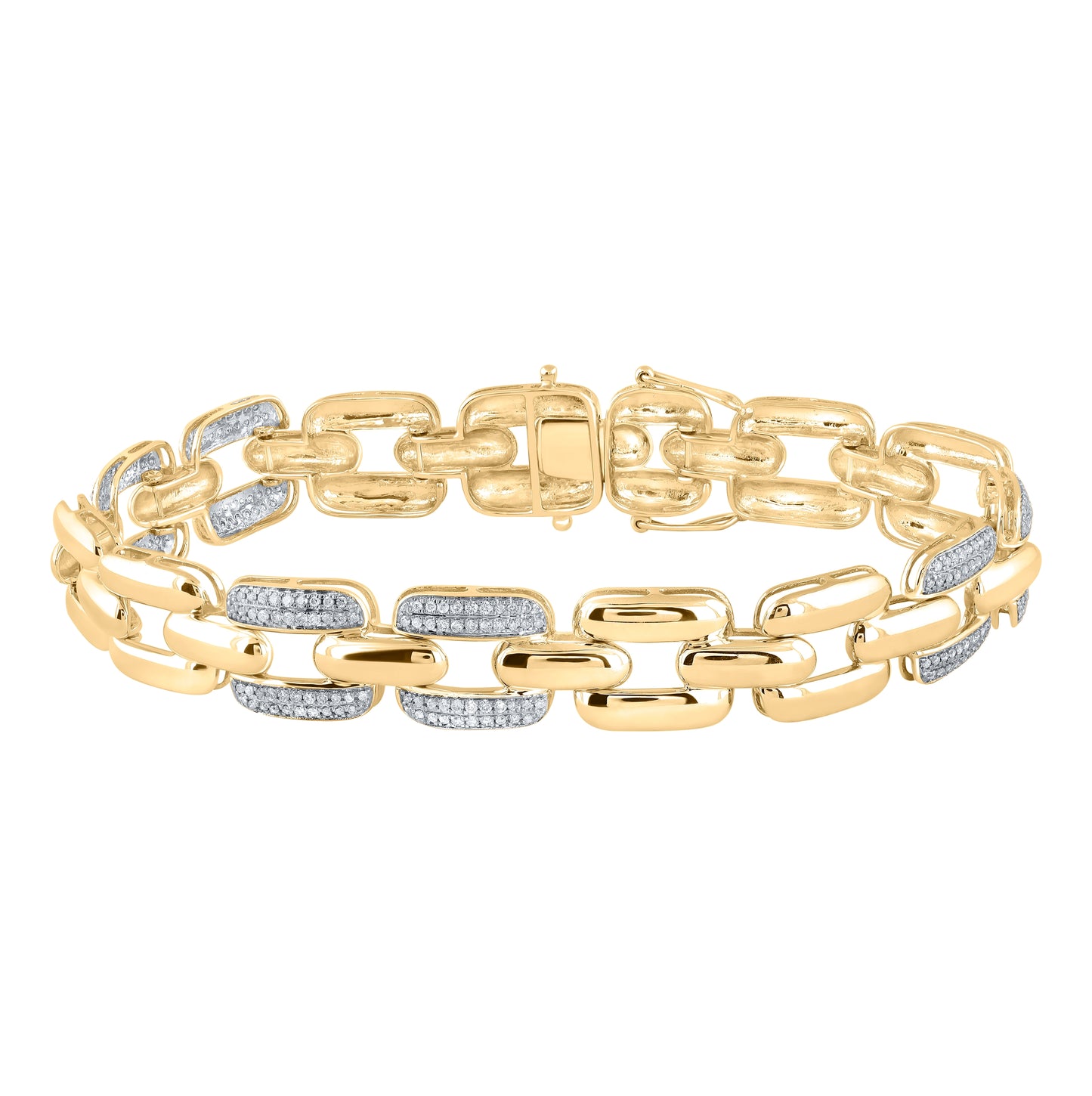 10K Yellow Gold Mens Round Diamond Anchor Link Bracelet 1 Cttw