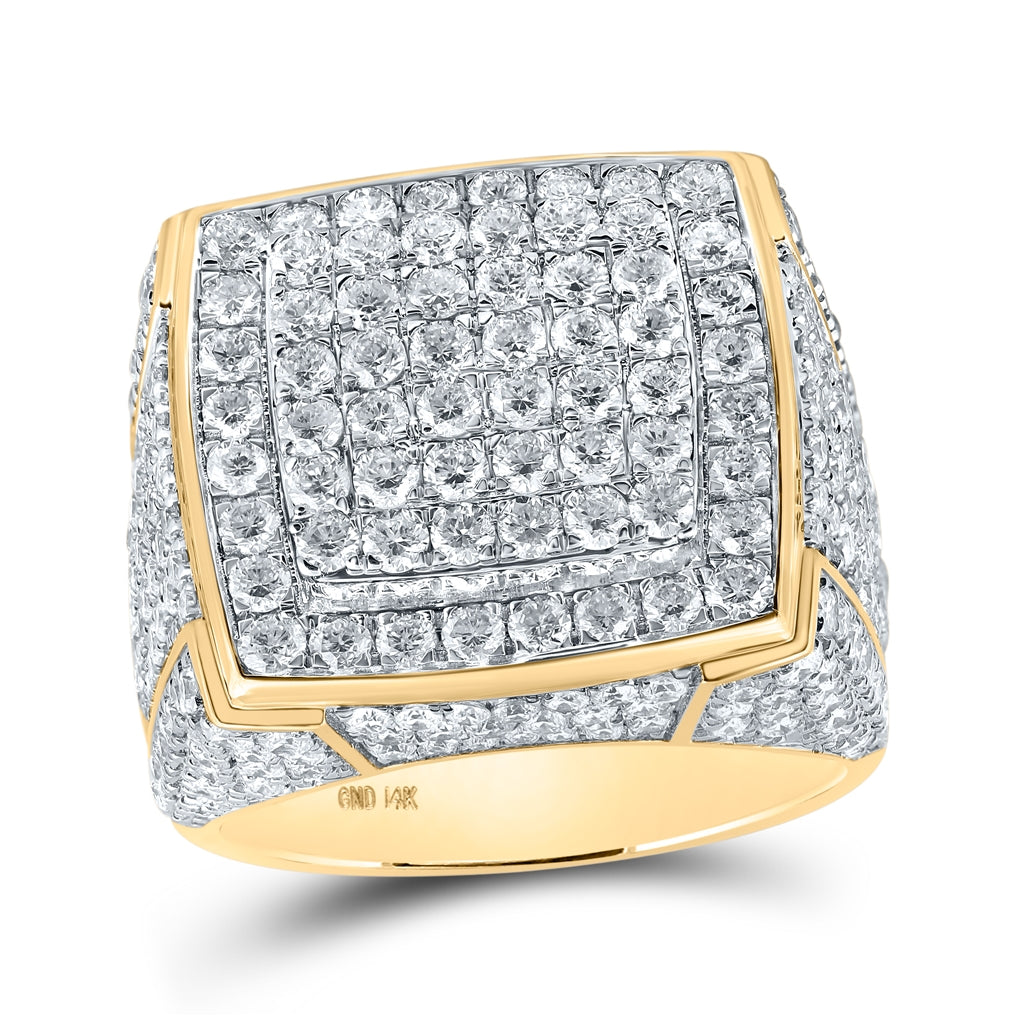 14K Yellow Gold Mens Round Diamond Square Ring 4-7/8 Cttw, Mens Size: 7-13