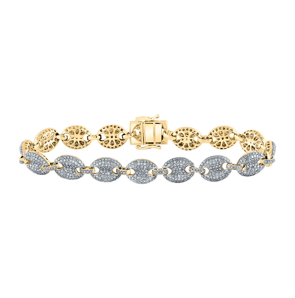 14kt Yellow Gold 5ct Diamond Cn (10mm) Puff Mens Bracelet